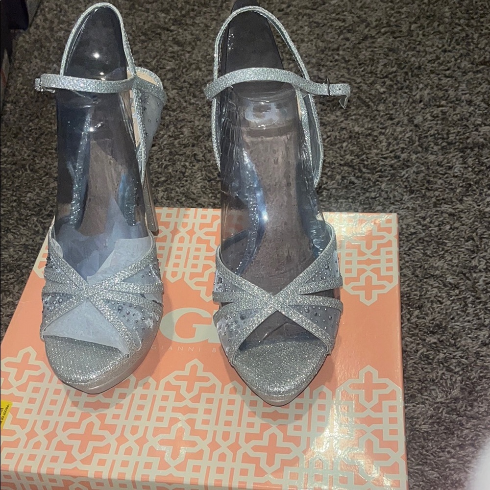 Gianni Bini Silver Glitter Heels